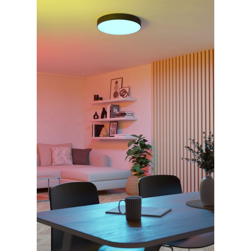 Eglo - LED RGBW dimmbare Deckenleuchte LED/15W/230V 2700–6500K Ø 39 cm schwarz