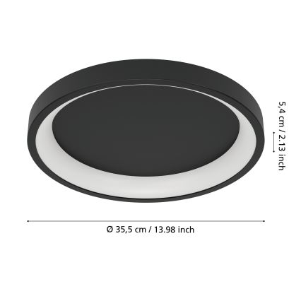 Eglo - LED RGBW dimmbare Deckenleuchte LED/19,6W/230V 2700-6500K Ø 35 cm schwarz