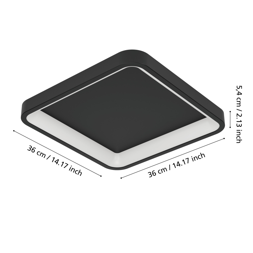 Eglo - LED RGBW dimmbare Deckenleuchte LED/20W/230V 2700-6500K 35x35 cm schwarz