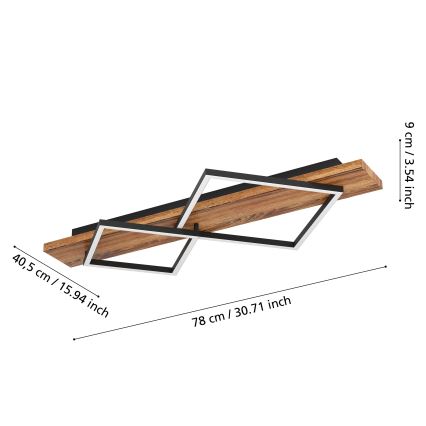Eglo - LED-Deckenleuchte LED/13W/230V + LED/15W schwarz/braun