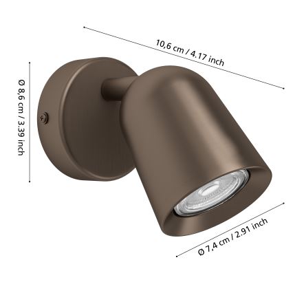 Eglo - Wand-Spot 1x GU10/5W/230V, bronzefarben