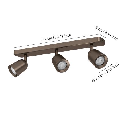 Eglo - Deckenstrahler 3x GU10/10W/230V, bronzefarben