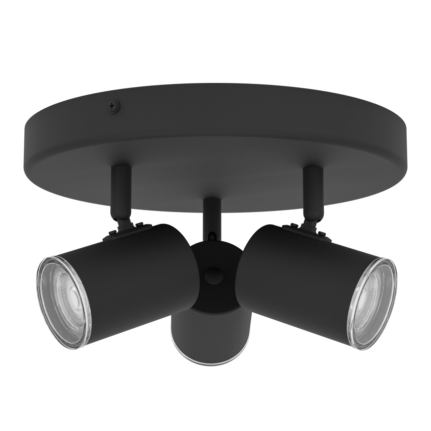 Eglo - Badezimmer-Spotleuchte 3xGU10/5W/230V Ø 25 cm IP44 schwarz