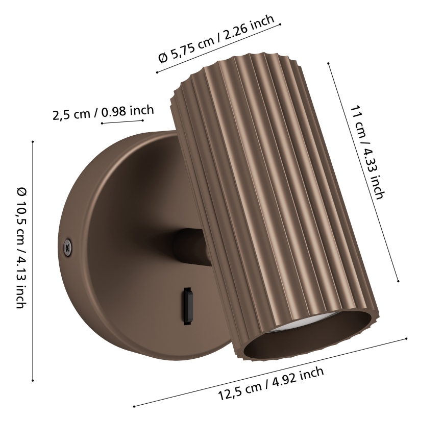 Eglo - Wandspot 1xGU10/5W/230V braun