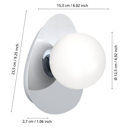 Eglo - LED-Wandleuchte für Badezimmer, 1x G9 / 4,2 W / 230 V, IP44, glänzender Chrom