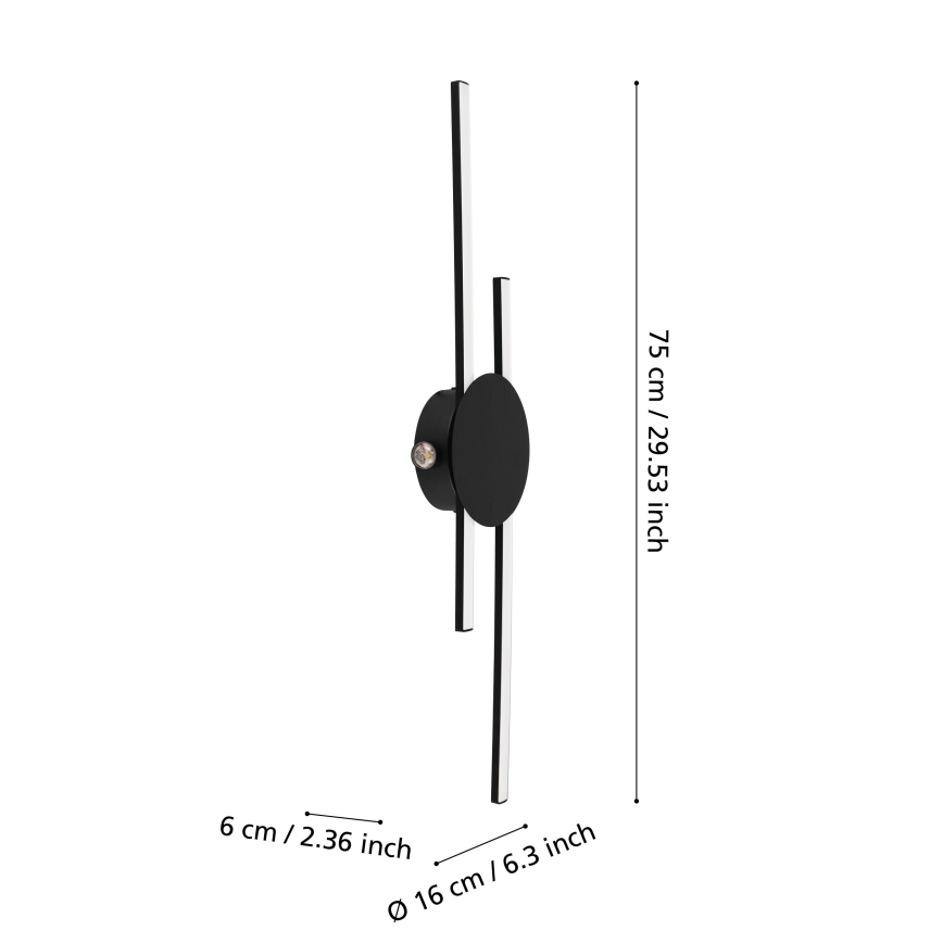 Eglo - LED Wandleuchte LED/20W/230V + LED/0,91W schwarz