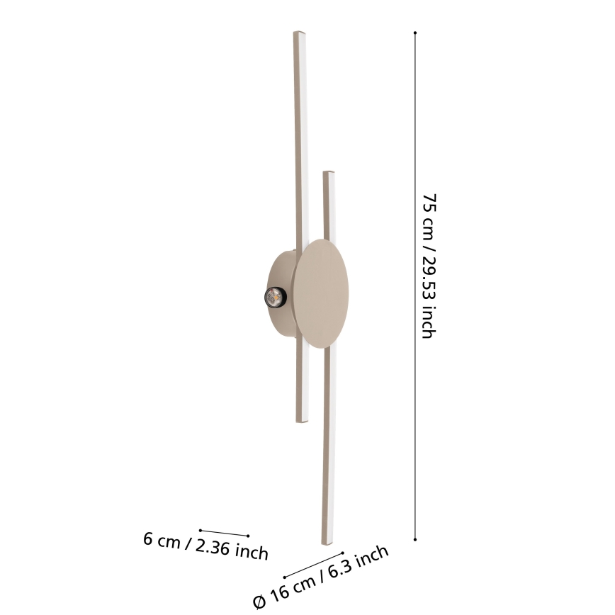 Eglo - LED-Wandleuchte LED/20W/230V + LED/0,91W beige