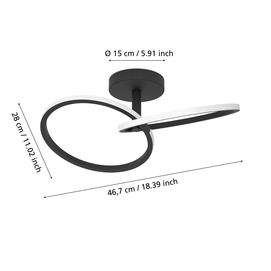 Eglo - LED-Deckenleuchte LED/12W/230V 2700/4000/6500K schwarz