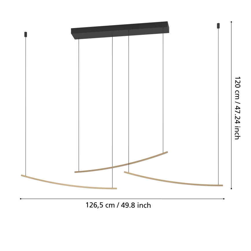 Eglo  - LED-dimmbare Pendelleuchte an Stahlseil LED/22W/230V 2700/4000/6500K goldfarben