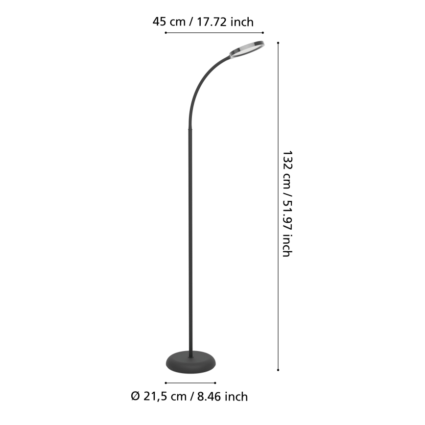 Eglo - Dimmbare flexible LED-Stehleuchte LED/5,5W/230V 2700/4000/6500K schwarz