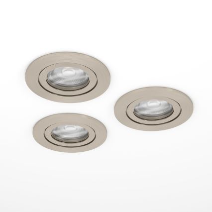 Eglo - 3er-Set LED-Einbaustrahler für Badezimmer, 1x GU10/4,5W/230V, IP44, mattchrom