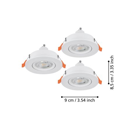 Eglo - 3er-Set LED-Einbaustrahler 1x GU10/4,5W/230V weiß