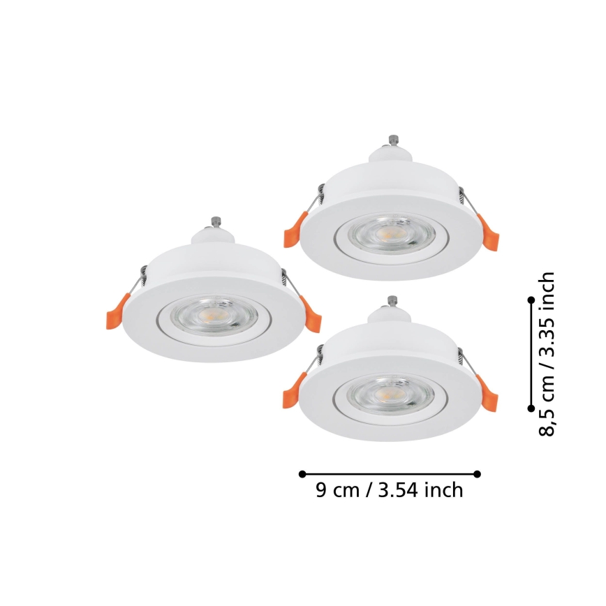 Eglo - 3er-Set LED-Einbaustrahler 1x GU10/4,5W/230V weiß