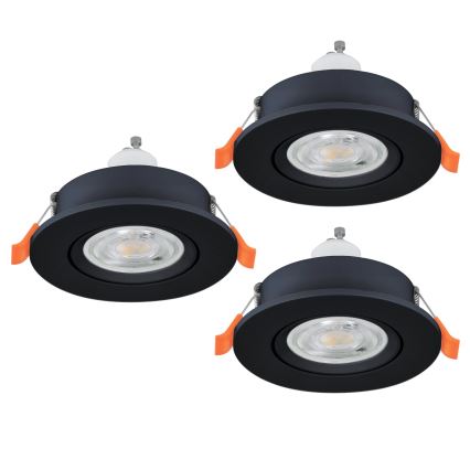 Eglo - 3er-Set LED-Einbaustrahler 1xGU10/4,5W/230V schwarz