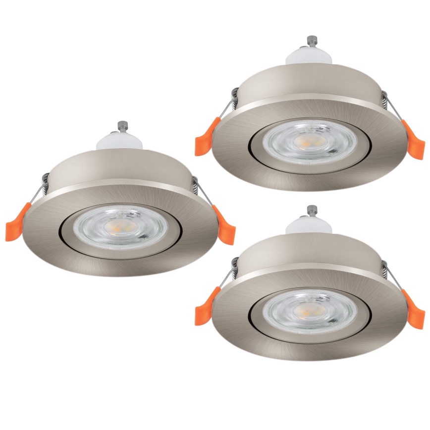 Eglo - 3er-Set LED-Einbaustrahler, je 1x GU10/4,5W/230V, mattchrom