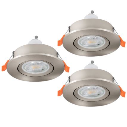 Eglo - 3er-Set LED-Badezimmer-Einbaustrahler 1xGU10/4,5W/230V IP44 matt-chrom