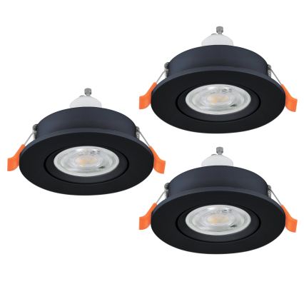 Eglo - 3er-Set LED-Einbaustrahler 1x GU10 / 4,5 W / 230 V schwarz