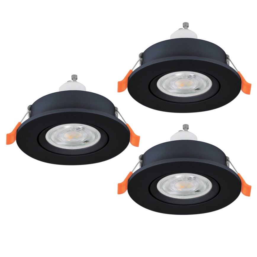 Eglo - 3er-Set LED-Einbaustrahler 1x GU10 / 4,5 W / 230 V schwarz