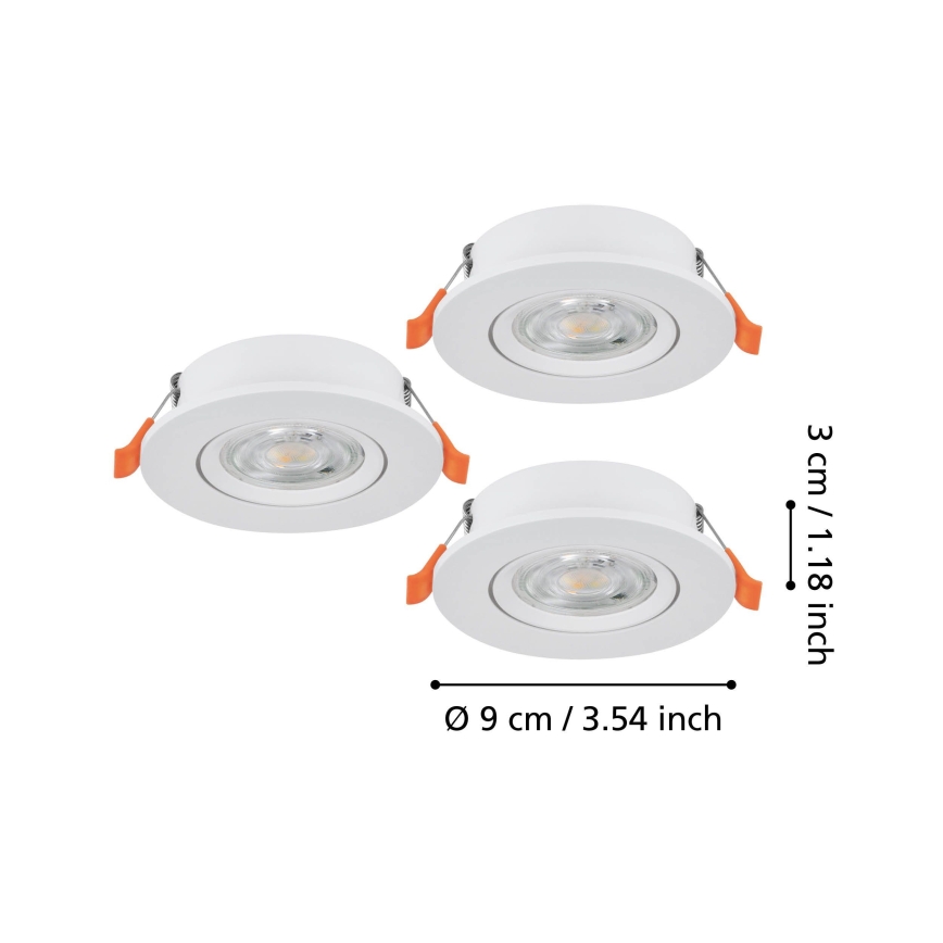 Eglo - Set 3x LED-Einbaustrahler LED/4,8W/230V 2700/4000/6500K weiß