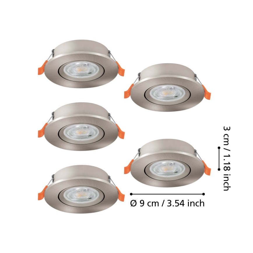 Eglo - Set 5x LED Einbaustrahler LED/4,8W/230V 2700/4000/6500K matt-chrom
