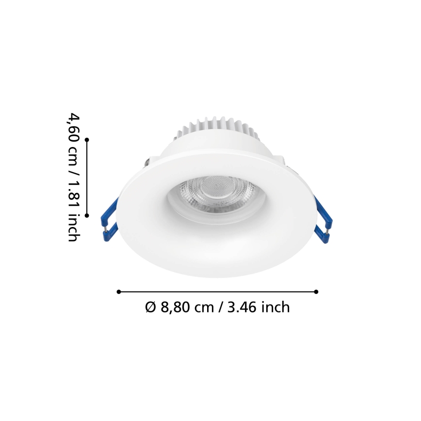 Eglo - LED Badezimmer-Einbauleuchte LED/4,9W/230V 2700/4000/6500K Ø 8,8 cm IP65 weiß