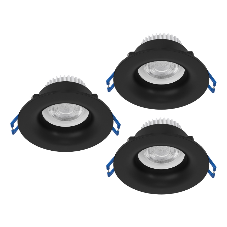 Eglo - 3er-Set LED-Einbauleuchten für Badezimmer, 4,9 W, 230 V, 2700/4000/6500 K, Ø 8,8 cm, IP65, schwarz