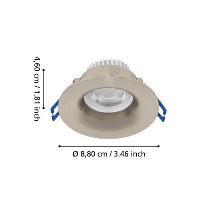 Eglo - LED-Einbauleuchte für Badezimmer LED/4,9W/230V 2700/4000/6500K Ø 8,8 cm IP65 mattchrom