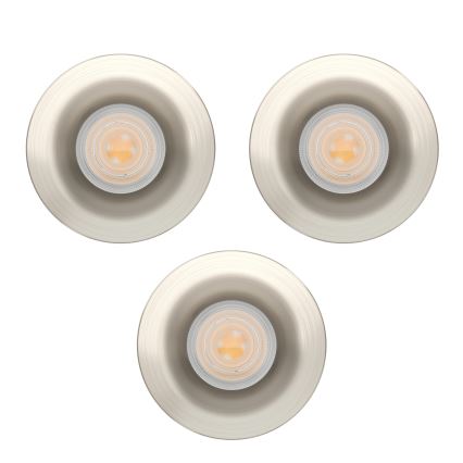 Eglo - SET 3x LED-Einbauleuchte für das Badezimmer LED/4,9W/230V 2700/4000/6500K Ø 8,8 cm IP65 mattchrom