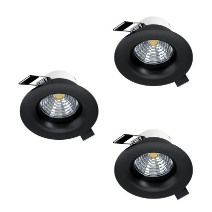 Eglo - 3er-Set dimmbare LED-Einbauleuchten LED/4,8W/230V Ø 8,8 cm schwarz