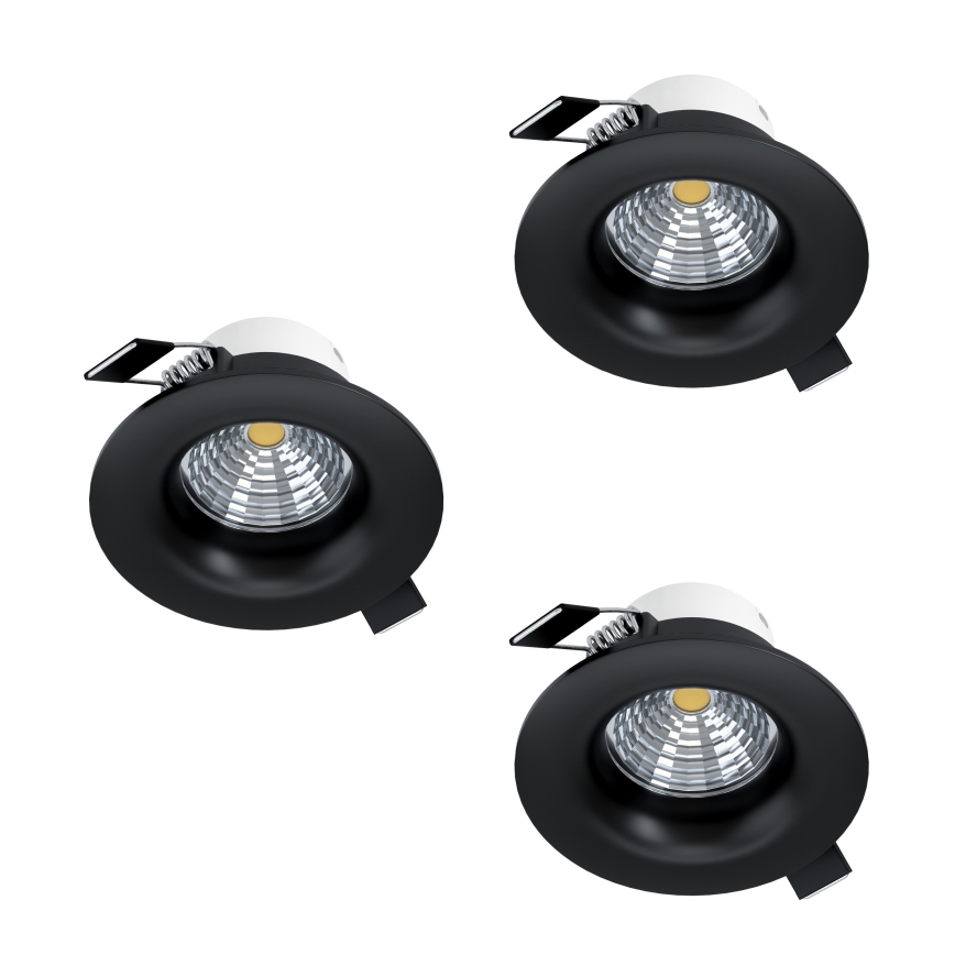 Eglo - 3er-Set dimmbare LED-Einbauleuchten LED/4,8W/230V Ø 8,8 cm schwarz