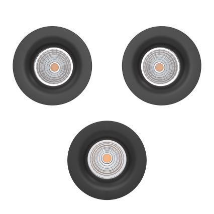 Eglo - 3er-Set dimmbare LED-Einbauleuchten LED/4,8W/230V Ø 8,8 cm schwarz