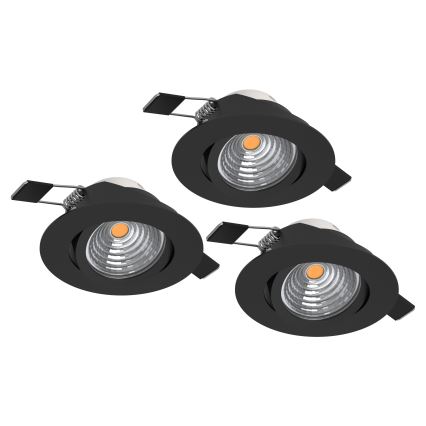 Eglo - Set 3x dimmbare LED-Einbauleuchte LED/6,4W/230V Ø 8,8 cm schwarz