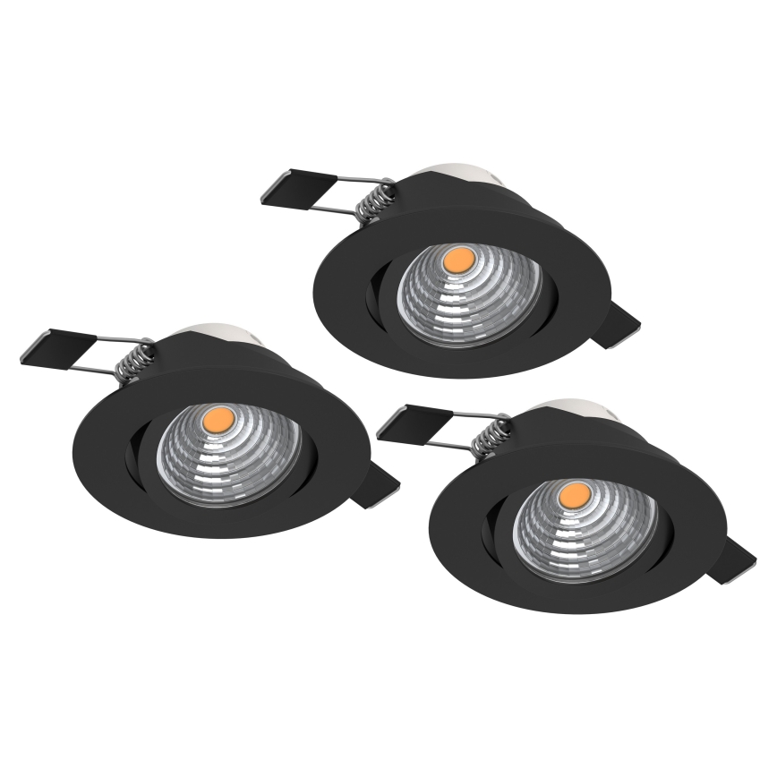 Eglo - Set 3x dimmbare LED-Einbauleuchte LED/6,4W/230V Ø 8,8 cm schwarz