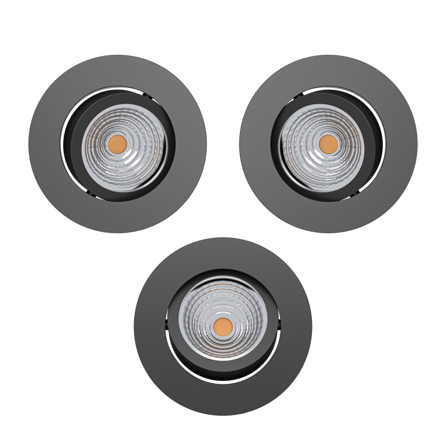 Eglo - Set 3x dimmbare LED-Einbauleuchte LED/6,4W/230V Ø 8,8 cm schwarz