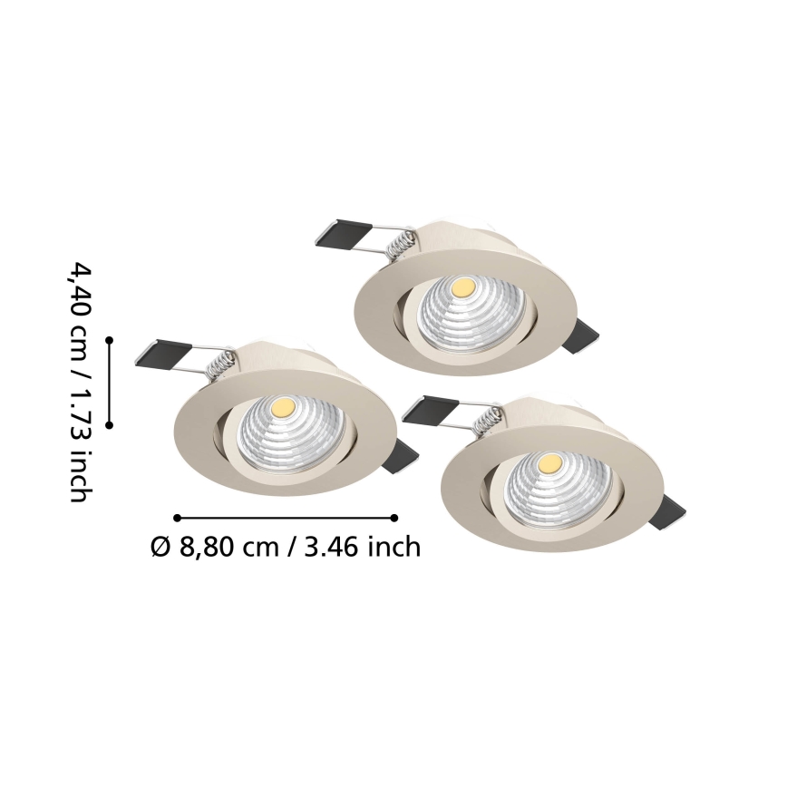 Eglo - Set 3x LED-dimmbare Einbauleuchte LED/6,4W/230V Ø 8,8 cm mattchrom