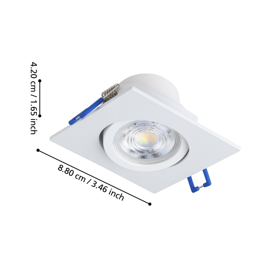 Eglo - 3er-Set dimmbare LED-Einbauleuchten LED/4,8W/230V 8,8x8,8 cm weiß