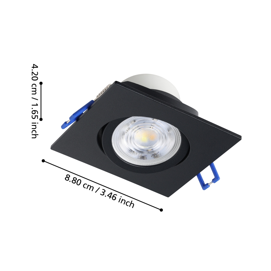 Eglo - 3er-Set dimmbare LED-Einbauleuchten LED/6,4W/230V 8,8x8,8 cm schwarz