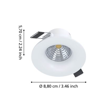 Eglo - LED-Einbauleuchte, dimmbar, LED/6,4W/230V, Ø 8,8 cm, weiß