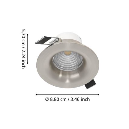 Eglo - 3er-Set dimmbarer LED-Einbauleuchten LED/6,4W/230V Ø 8,8 cm mattchrom
