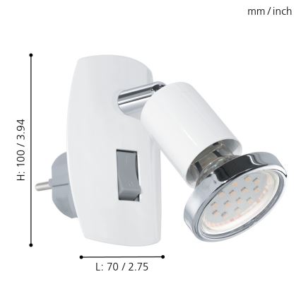 Eglo - LED-Steckdosenleuchte 1x GU10/2,8W/230V weiß