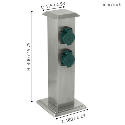 EGLO - Outdoor-Steckdosensäule grün SCHUKO IP44