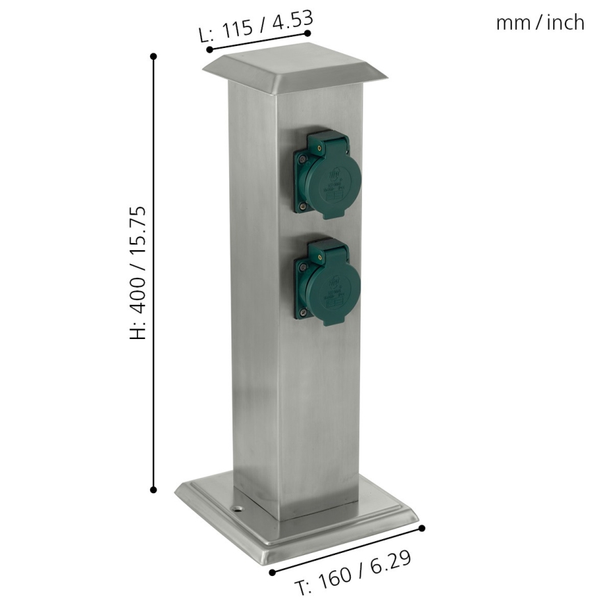 EGLO - Outdoor-Steckdosensäule grün SCHUKO IP44