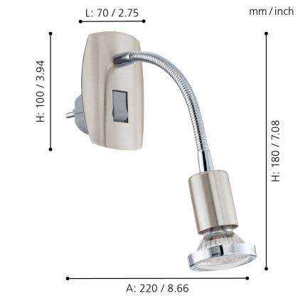 Eglo - LED-Steckdosenleuchte 1xGU10-LED/3W/230V