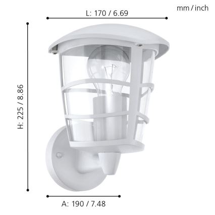 Eglo - LED-Außenwandleuchte 1xE27/8,5W/230V IP44