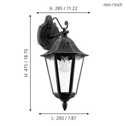 Eglo - Außenwandleuchte 1xE27/60W/230V