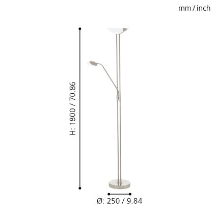 Eglo - LED dimmbare Stehleuchte LED/20W + LED/2,5W mattchrom