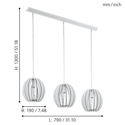 Eglo 94444 - Kronleuchter COSSANO 3xE14/40W/230V