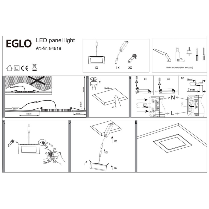 Eglo 94519 - LED Deckenleuchte FUEVA 1 LED/2,7W/230V