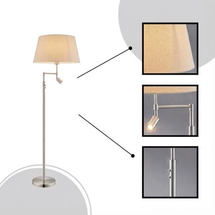 Eglo - Stehleuchte 1xE27/60W + LED/2,1W