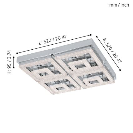 Eglo - LED Kristall Deckenleuchte LED/48W/230V